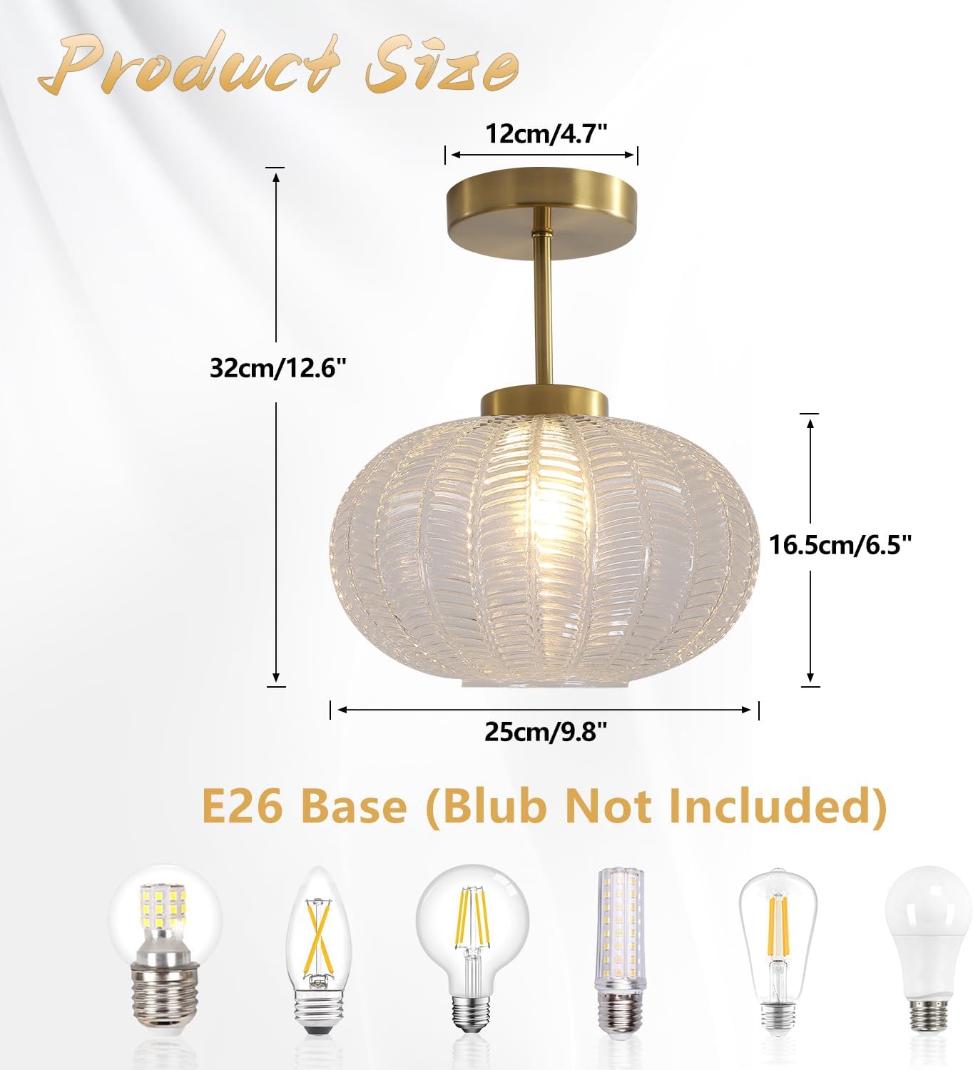 KCO Lighting Bubble Glass Flush Mount Ceiling Light Fixture Modern Gold Hallway Ceiling Light Fixtures Large Clear Glass Bathroom Ceiling Lighting Fixtures