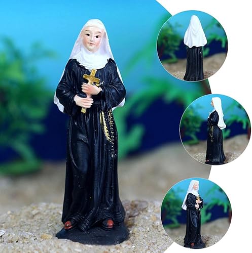 Miniatura 7 de Estatua de monja Virgen Figuras católicas Estatua de oración Mini escultura católica Figuras Virgen Desltop Escultura Escritorio Rosario Resina
