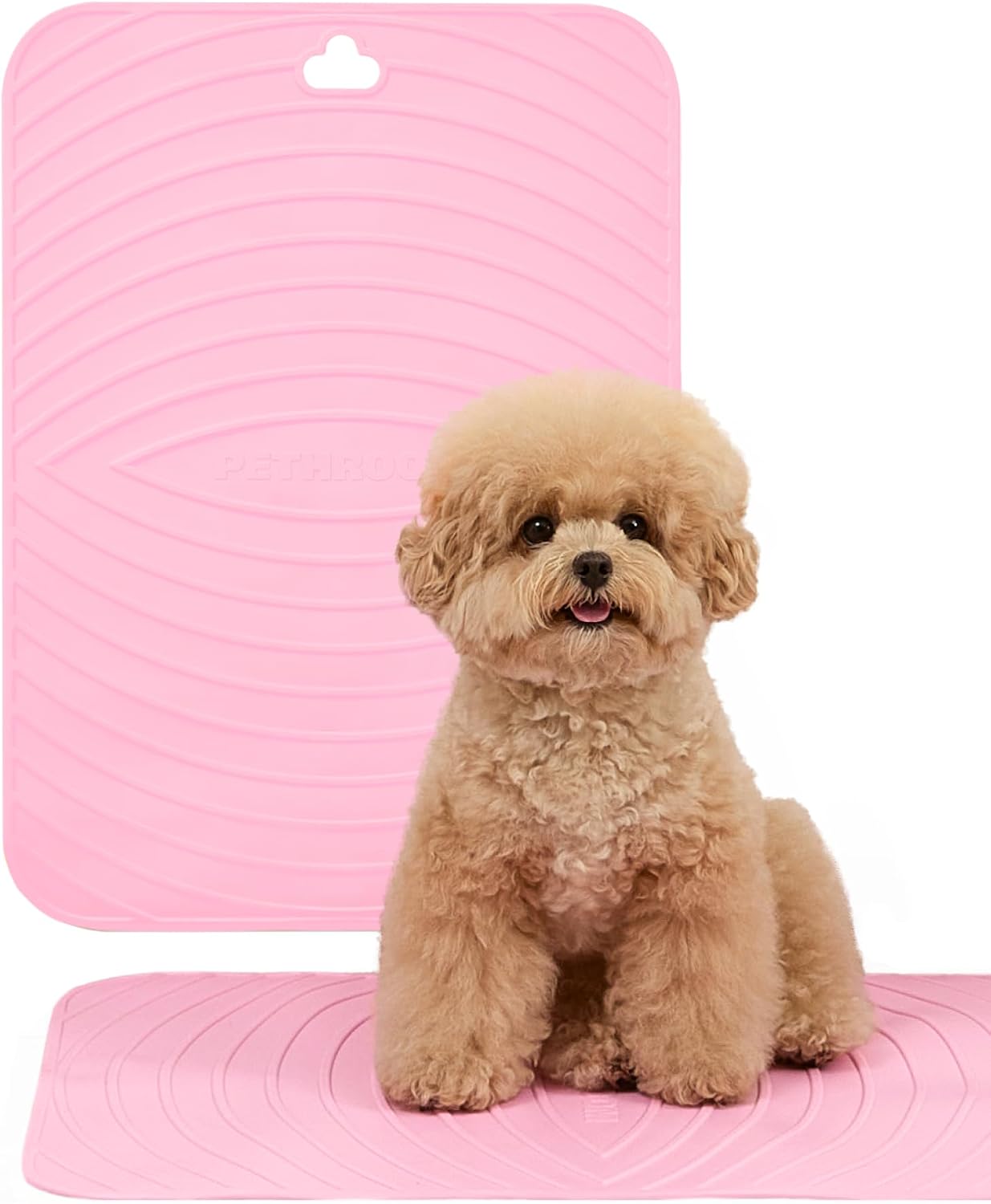 PETHROOM Premium Non-Slip Dog Bath Mat with Drying Hooks, 15.8 x 21.7 in