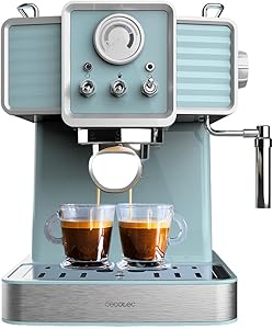 Cecotec Express Power Espresso 20 Tradizionale Light Blue. 1350 W, Espresso et Cappucicno, 20 bars et thermoblock, vaporis…