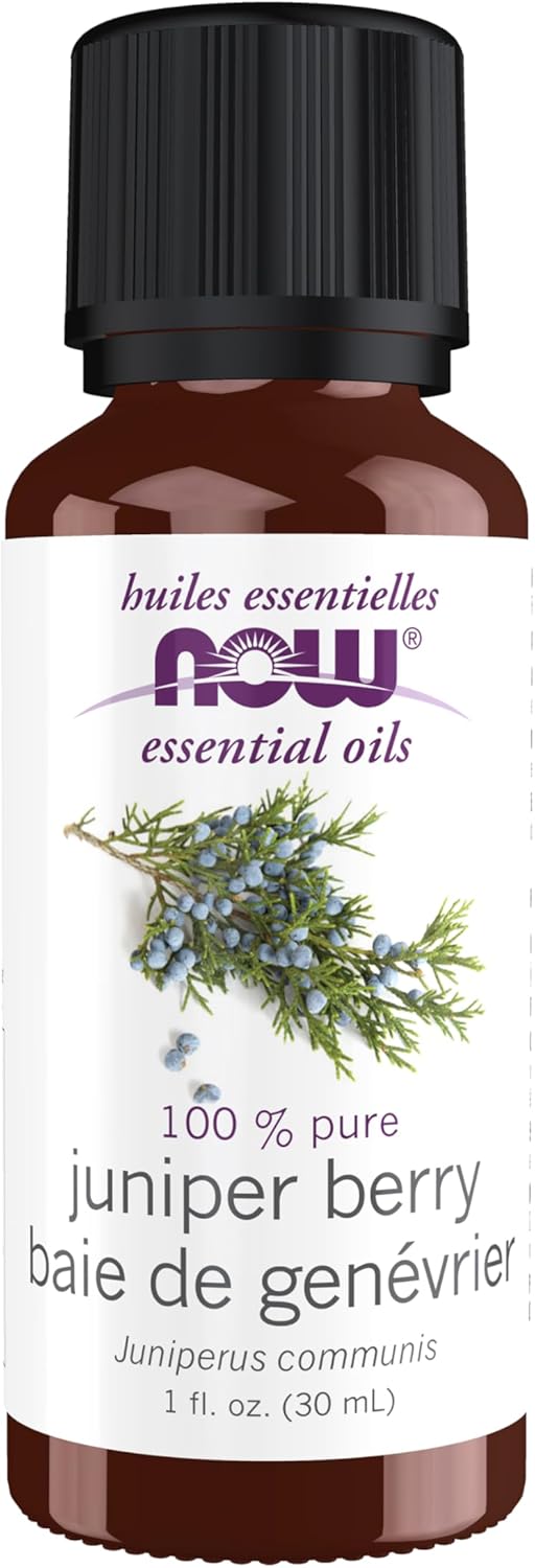 NOW Essential Oils, Juniper Berry Oil, Restoring Aromatherapy Scent, Steam Distilled, 100% Pure, Vegan, Child Resistant Cap, 1-Ounce