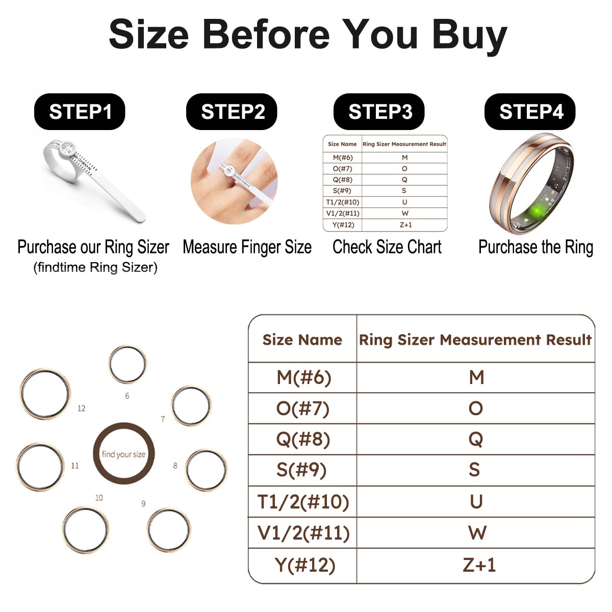 findtime Anillo inteligente ultra estrecho delgado para fitness, monitor de frecuencia cardíaca, rastreador de sueño, oxígeno en sangre, contador de pasos, podómetro, impermeable, anillos inteligentes