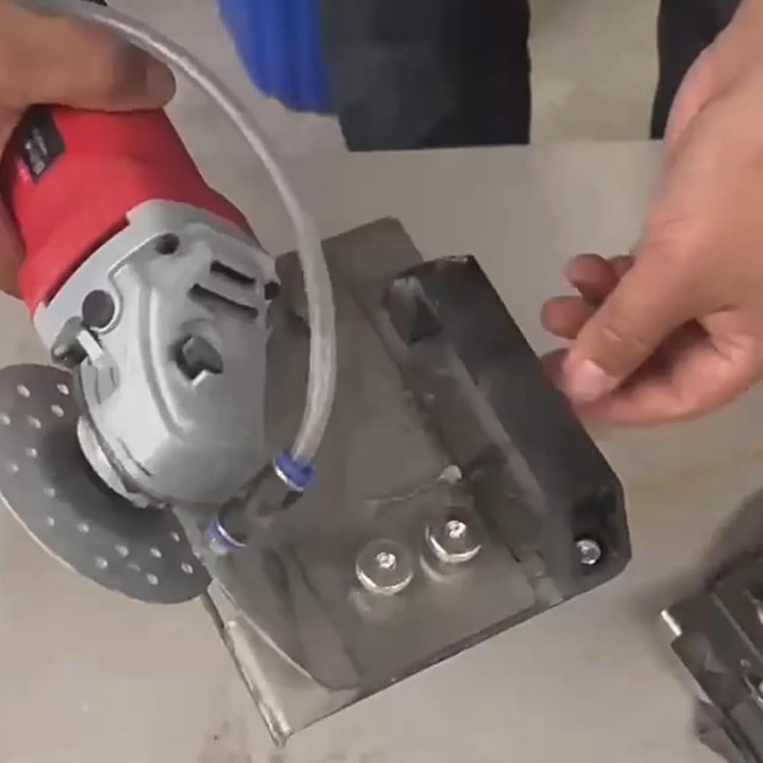 FOTN Angle Grinder Stand for Tile 45° Chamfer Cutting, Tile Cutter Tool 45 Degree Ceramic Tile Chamfer, Angle Grinder Holder Tile Tools, Angle Grinder Attachments, Special Cutting Bracket, Blue