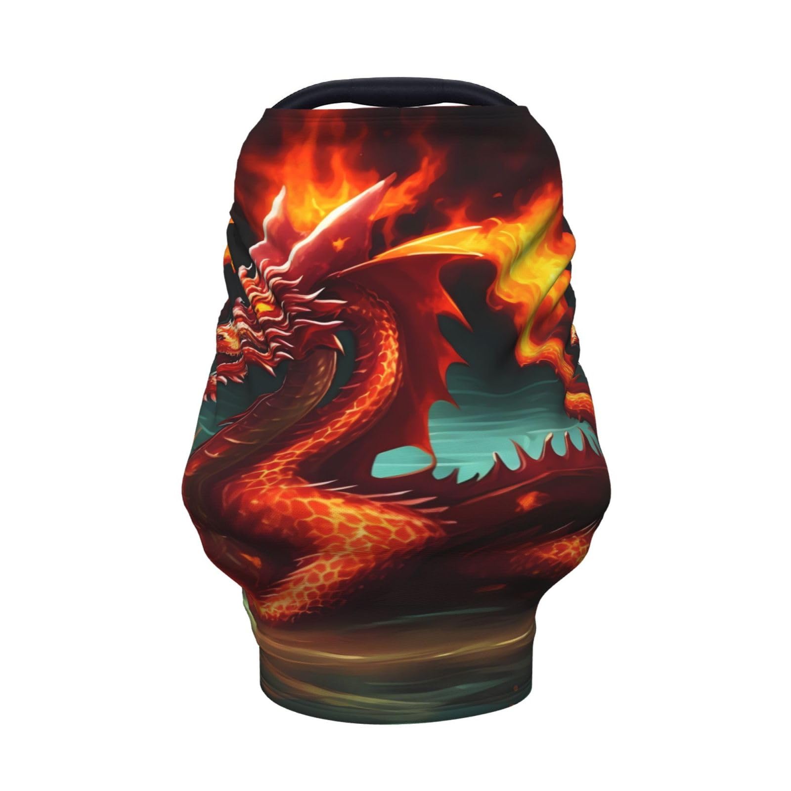 XZDHYZ Dragon King in Fire Versatile full-print Stroller Chair Cover/Nursing Cover, specially designed for your baby, Black