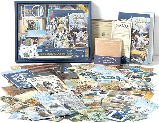 WEMOL Vintage Journal Scrapbook Pack Kit for Art Journaling Bullet, Planners DIY Paper Stickers, Craft Kits Notebook, Coll...