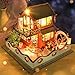 CUTEBEE Dollhouse Miniature with Furniture, DIY Dollhouse Kit Plus Dust Proof and Music Movement, 1:24 Scale Creative Room for Valentine's Day Gift Idea(The Peach Colony)