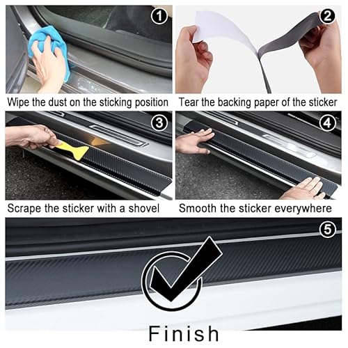 Car Door Sill Stickers Protector,Carbon Fiber Door Entry Guard Vinyl Reflective Decal,Red Door Sill Scuff Plate Sticker #TOP4