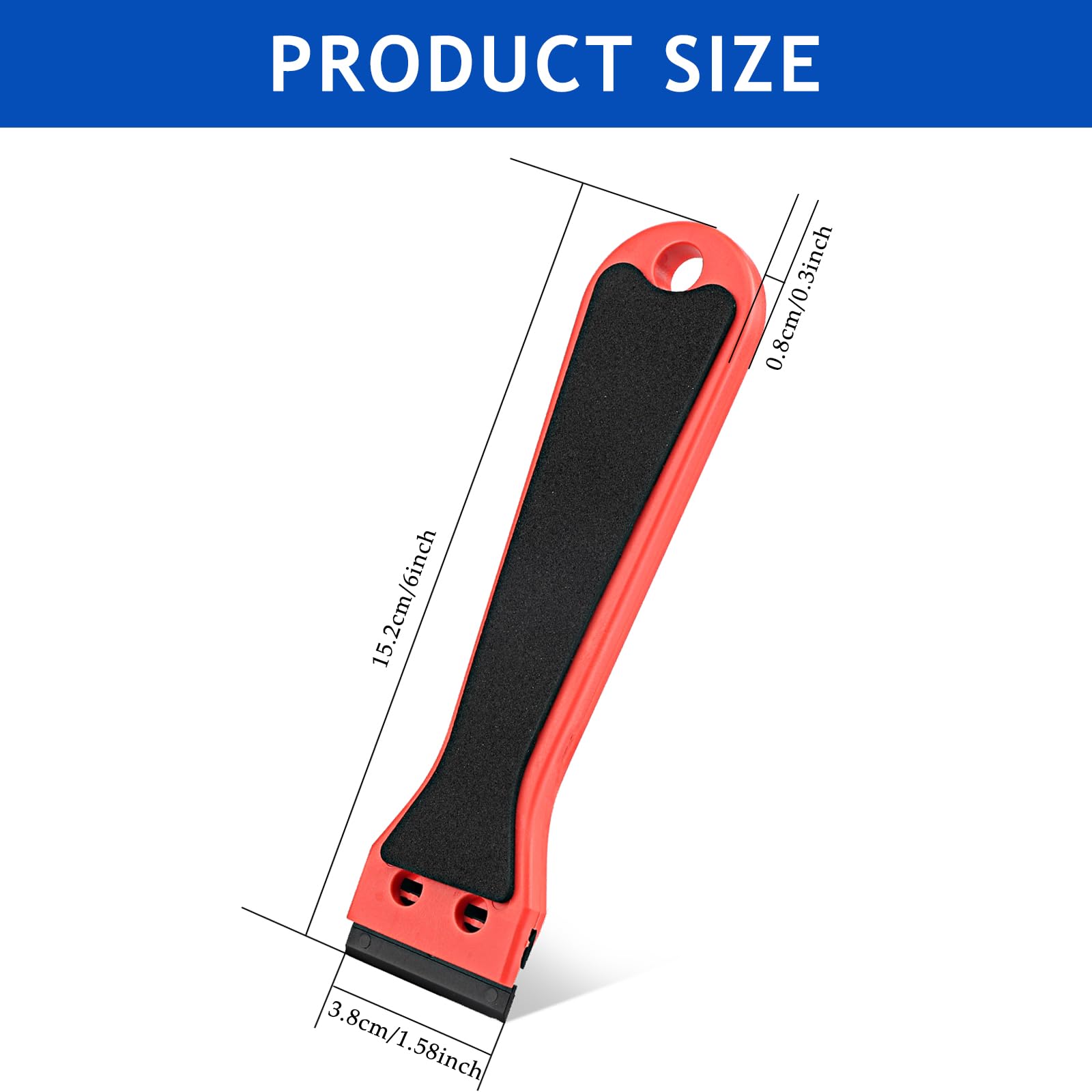 Raschietto In Plastica Con 100 Lame - 2 Pezzi, Manico Ergonomico - Per Adesivi, Colla E Etichette - Foto 5