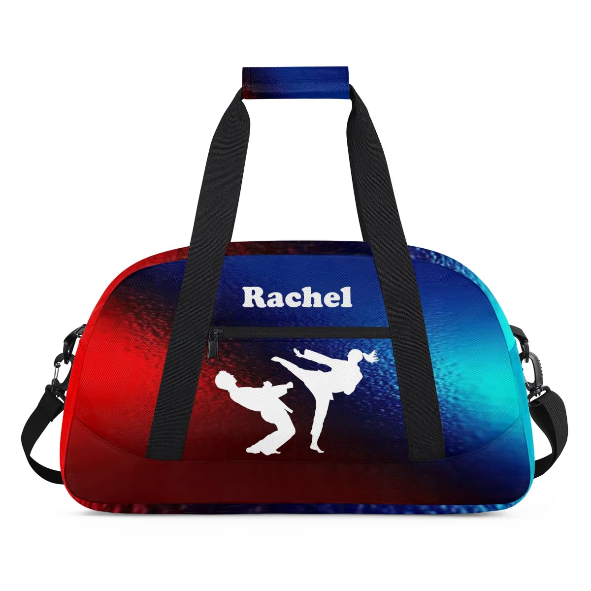 Tiaortas Personalized Martial Art Bag Duffel Bag for Girls, Custom Taekwondo Karate Bag Overnight Bags for Travel Weekender Practice White Battle