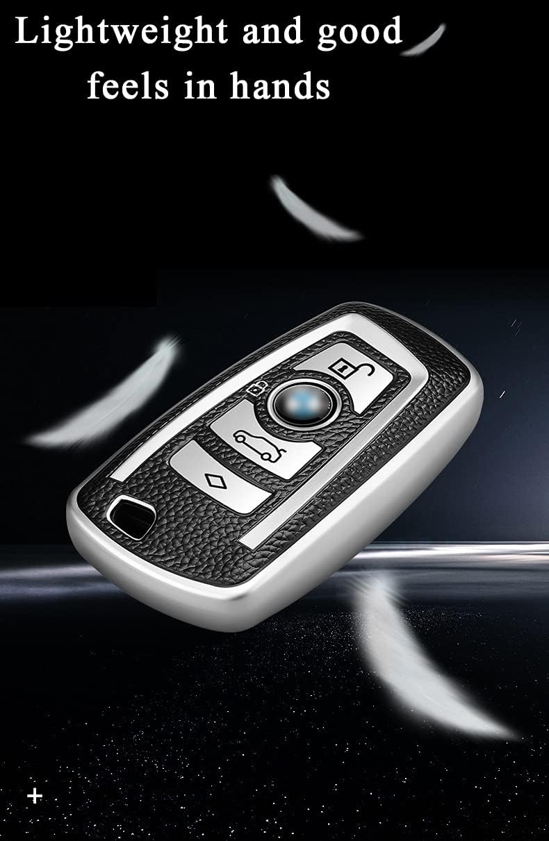 SANRILY Smart Key Fob Cover Case for BMW 3 4 5 6 7 Series Keyless Entry Remote Keychain Holder Full Protection Key Shell Red