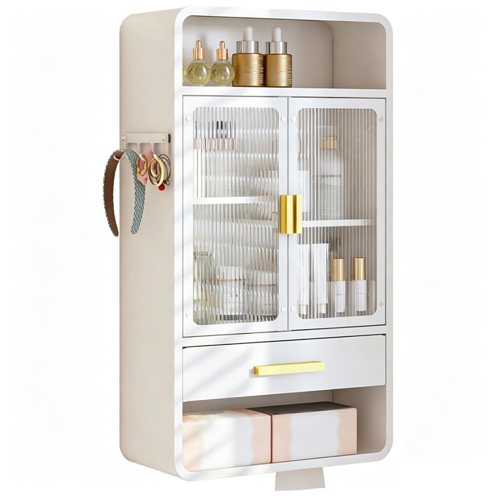 Meuble Haut de Salle de Bain Acier Carbone, Porte Acrylique Étanche