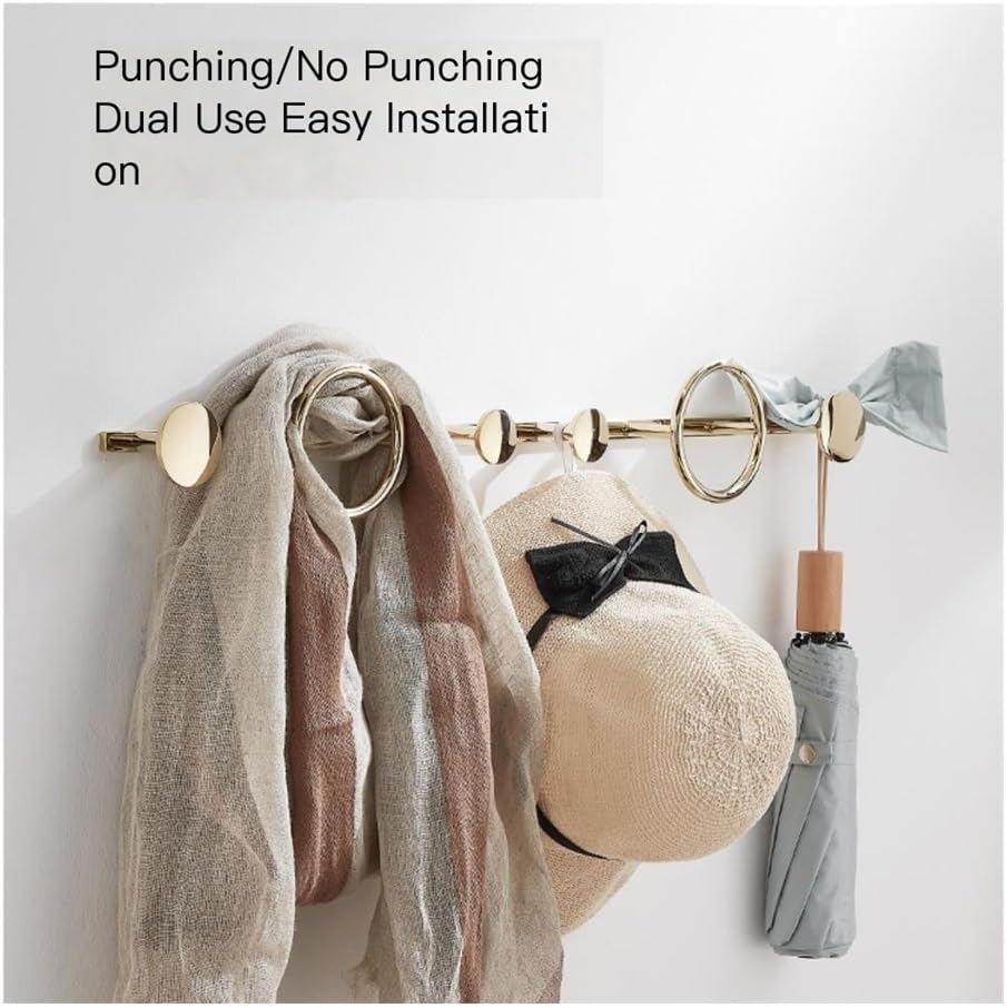 Hat Rack for Wall Gold Wall Hooks for Coat Rack, Behind Door Clothes Hooks, Entryway Organizer