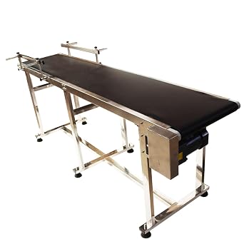 Flat Belt Conveyor PVC Belt Transport Conveyor Double Guardrails Stainless Steel Frames Industrial Transport Equipment 82.615.7inch Belt