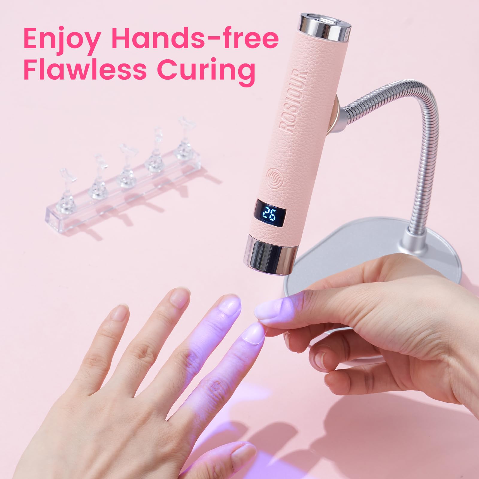 Mini lampada U/V per unghie in gel, ricaricabile e portatile, luce a LED per polimerizzazione con supporto, asciugatura rapida, lampada U/V con sensore automatico, per manicure domestica e salone
