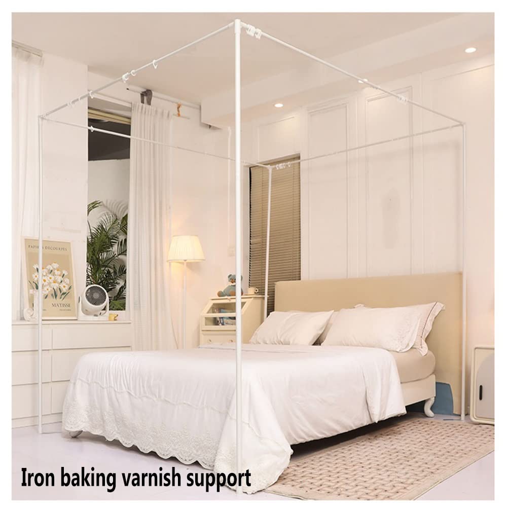 Betthimmel Moskitonetz mit Metallstütze, moderner dekorativer Bettvorhang für den ganzjährigen Gebrauch, ideal für Schlafzimmer, einfache Installation