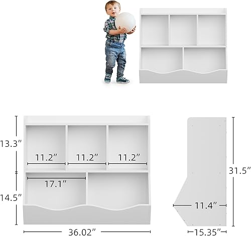 Miniatura 20 de IDEALHOUSE Estantería y estantería para niños, estante de almacenamiento de juguetes, estante múltiple con armario organizador de cubos para niños y