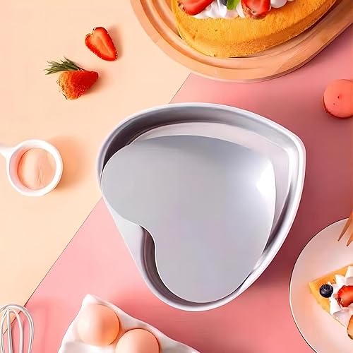 Miniatura 7 de Moldes para pasteles en forma de corazón, 2 unidades, 8 y 6 pulgadas, juego de moldes de aluminio profundo con parte inferior extraíble, herramienta