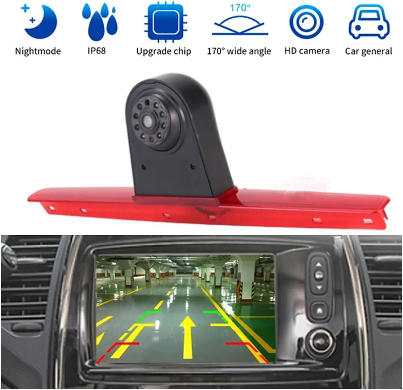 CCD Car Brake Light Reverse Camera Compatible with VW Transporter T5 2003-2015 LED Light Parking Rear View Camera