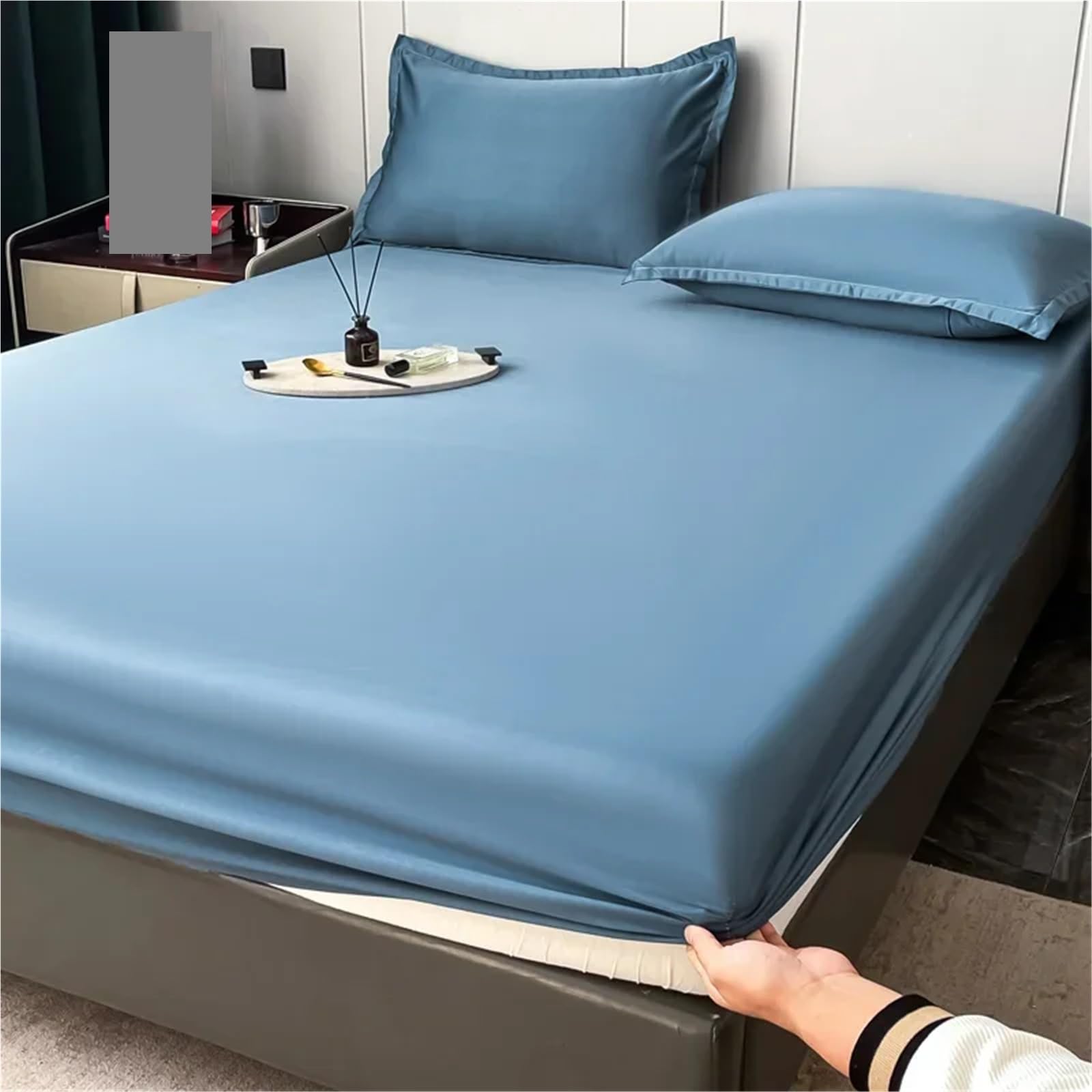 Funda de colchón Seda for Cama, sábana Tacto Fresco, Antideslizante, Helada, Tres Piezas, sin Fundas Almohada para ColchóN(Champagne,180x200cm)