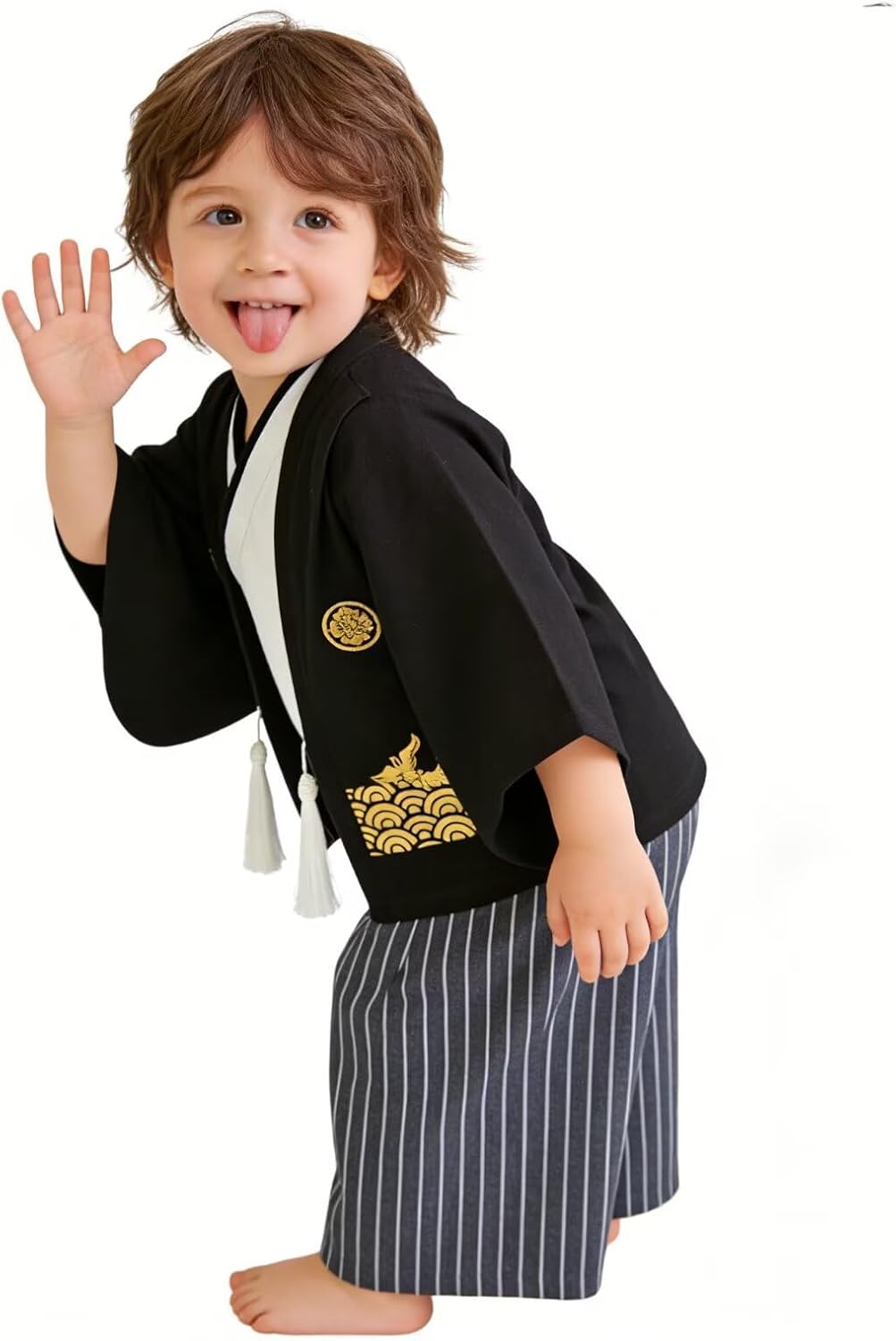 Boys Samurai Costumes Suits Girls Kimono Clothes Set Kids Japanese Warrior Halloween Costume Cosplay Outfits Cloak Ninja