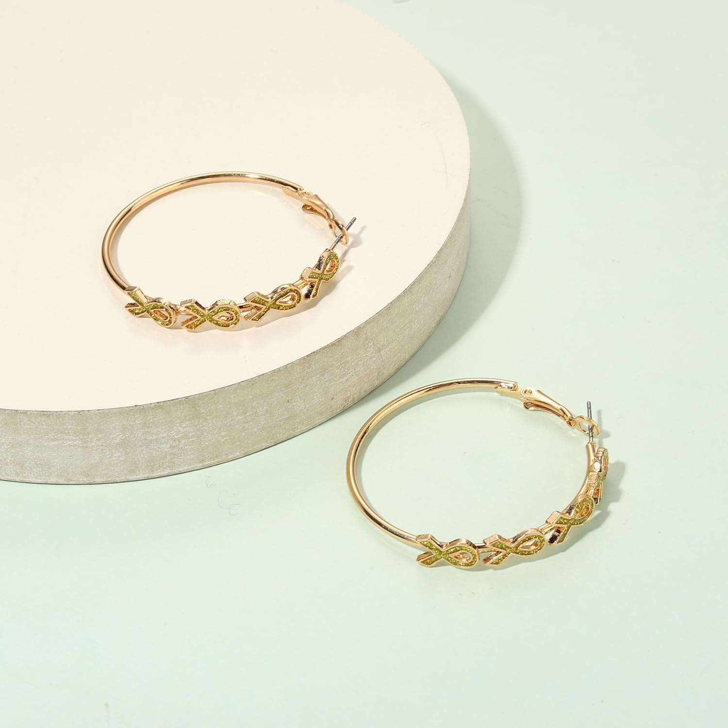 Cancer Awareness Hoop Earrings for Women Red Pink Green Ribbon Earrings Cancer Hope Earrings Breast Cancer Awareness Accessories Outfits Survivor Support Jewelry Gifts - Image 5