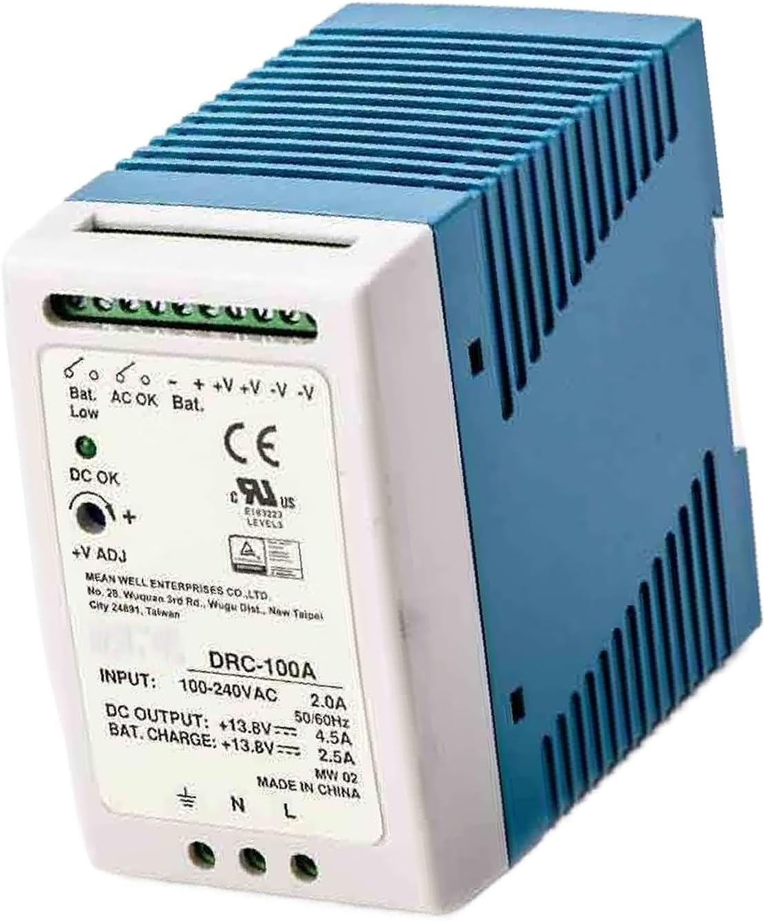 DYSGLOBAL DRC-100A AC-DC Switching Power Supply 96.6W, Universal 90-264VAC Input, Dual 13.8V Outputs for Security Systems, Emergency Lighting, Alarm Systems, and Monitoring Applications.