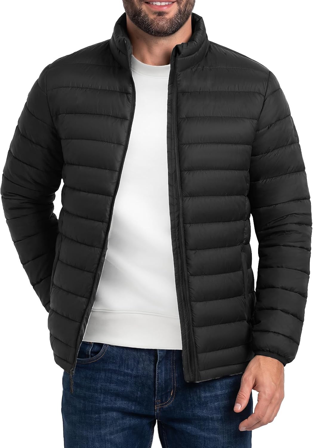 WHN Mens Puffer Jacket Lightweight Winter Insulated Coat