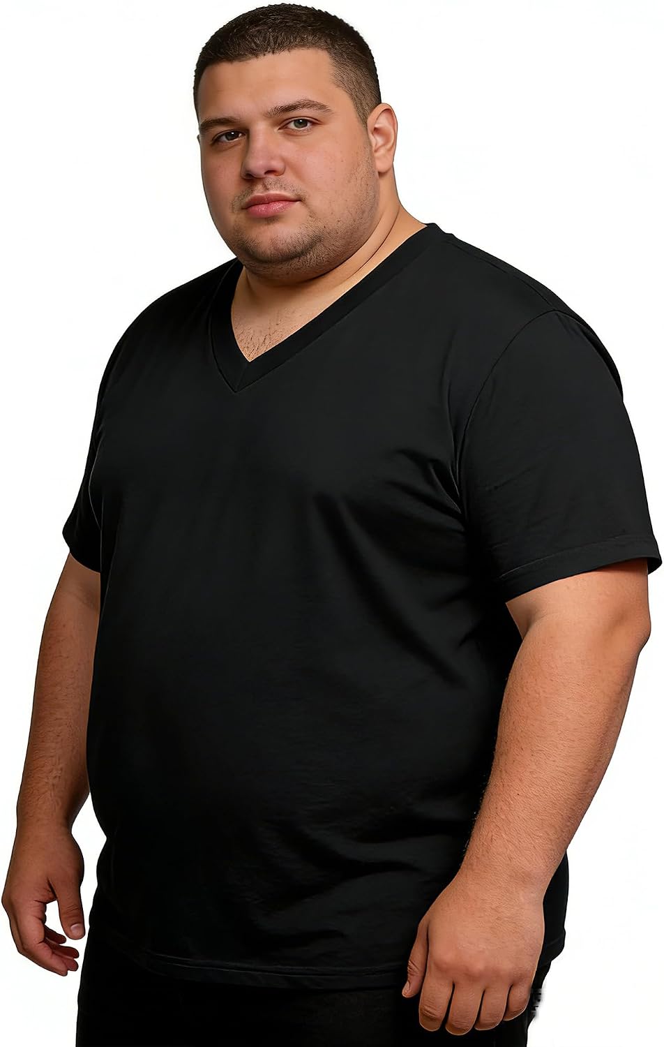 Men's Big and Tall V-Neck T-Shirts 4XL-8XL Cotton Blend Short Sleeve Tees Plus Size Soft Casual Plain Summer Shirt