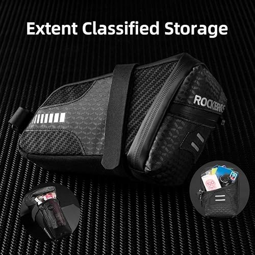 Miniatura 6 de ROCKBROS Bolsa de sillín de bicicleta, bolsa de asiento, bolsa de bicicleta debajo del asiento, bolsa de bicicleta de 1,5 L, accesorios de ciclismo,