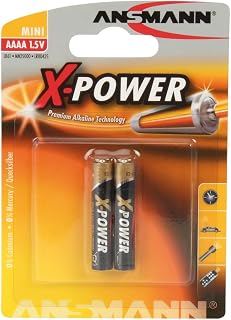 Ansmann LR8 1.5V X-Power AAAA Alkaline Battery - Pack of 2 | Used for Microsoft Surface Pen stylus & Dell Venue Pro Stylus | For tablets & smartphones | Pencil | MX2500 | medical devices & headlamps