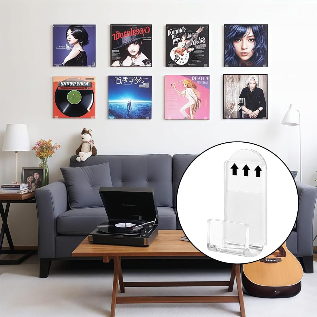 Pezzi Supporto da Parete per Dischi in Vinile, Acrilico Trasparente Espositore per Copertina LP