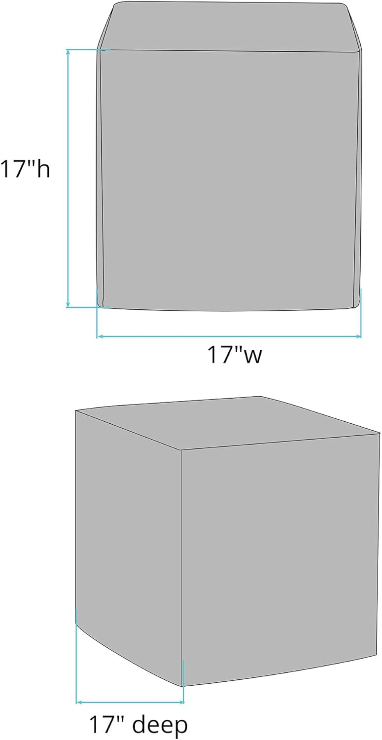 Howard Elliott No Tip Block Ottoman with Cover, Multipurpose Leather Side Table, Footstool & Seating Square Cube Ottoman Footrest for Living Room, Office and Bedroom, 17 x 17 Inch, Avanti White