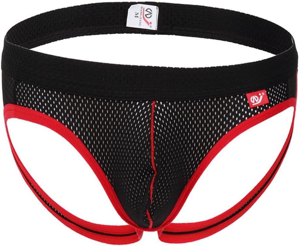 Men's Jockstrap, Sexy Low Rise Sports Briefs for Men, Breathable Workout Jock Straps with Leg Strap, Mesh Athletic Supporters Underwear for Men, Stretch Soft Men's Daily Thong Underwear