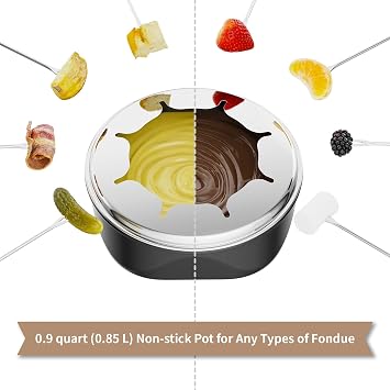 Electric Fondue Pot Sets, Electric lndoor Raclette Table Grill for 8 People, Adjustable Temperature Control and 8 Paddles, Perfect for Parties and Family Fun (Fondue Pot Set with Pancake Baking Tray)