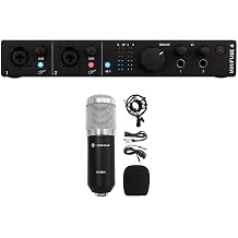 Arturia MiniFuse 4 Black Bundle 4x4 USB-C MIDI Audio Interface, RCM01 Pro Large Diaphragm Condenser Microphone with Metal Shock Mount, 2-items