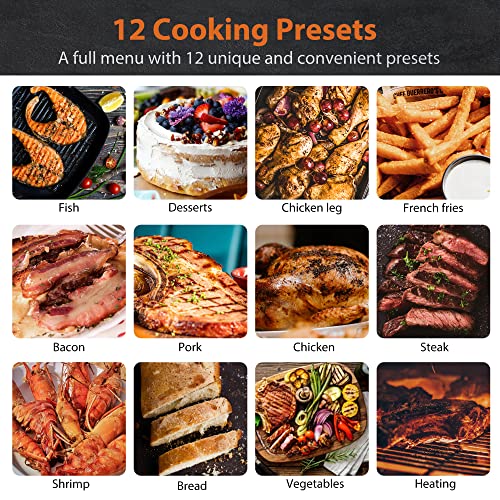 Crownful 7 Quart Air Fryer, Oilless Electric Cooker With 12 Cooking Functions, Lcd Digital Touch Screen With Precise Temperature Control, Nonstick Basket, 1700W, Ul Listed-Black #TOP3