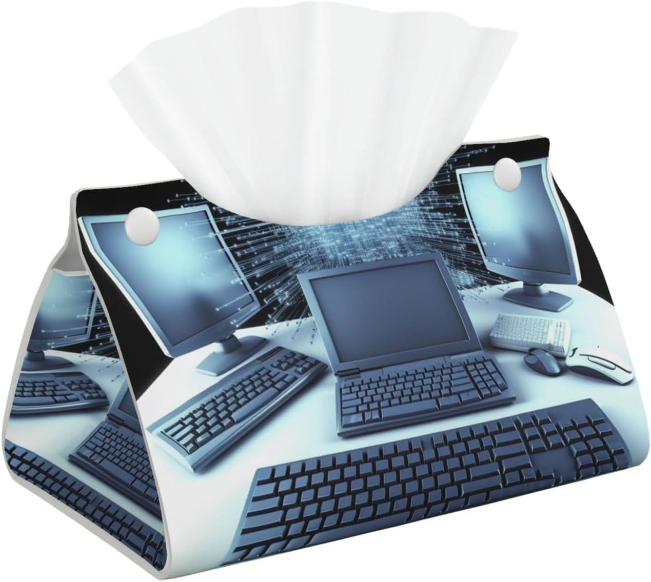 Computers and Internet Tissue Box Cover Modern PU Leather Rectangular Tissue Holder Decorative Facial Paper Organizer Dispenser Paper Cover Case Stylish Napkin Holder for Bathroom Office Car