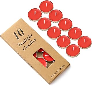 Colored tealight Candles Handmade Organic Tea Lights Set of 10pack Small red Candles 1.5-2 Hours Burn Tea Lights for Valentine's Day, Birthday, Votive Parties ，Home Decoration (Red)
