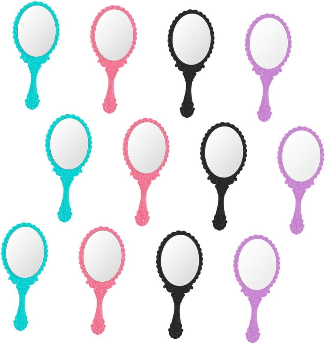 12Pcs Handheld Makeup Mirrors Travel Compact Vanity Mirrors for Home Office Go Use Lightweight and Safe for Personal Care for Women
