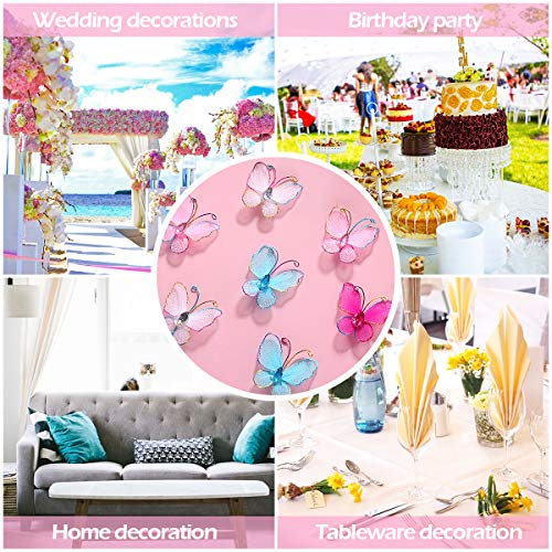 Fenical 50Pcs 3D Butterfly Wire Mesh Butterfly Wedding Home Decoration (Mixed Color) #TOP4