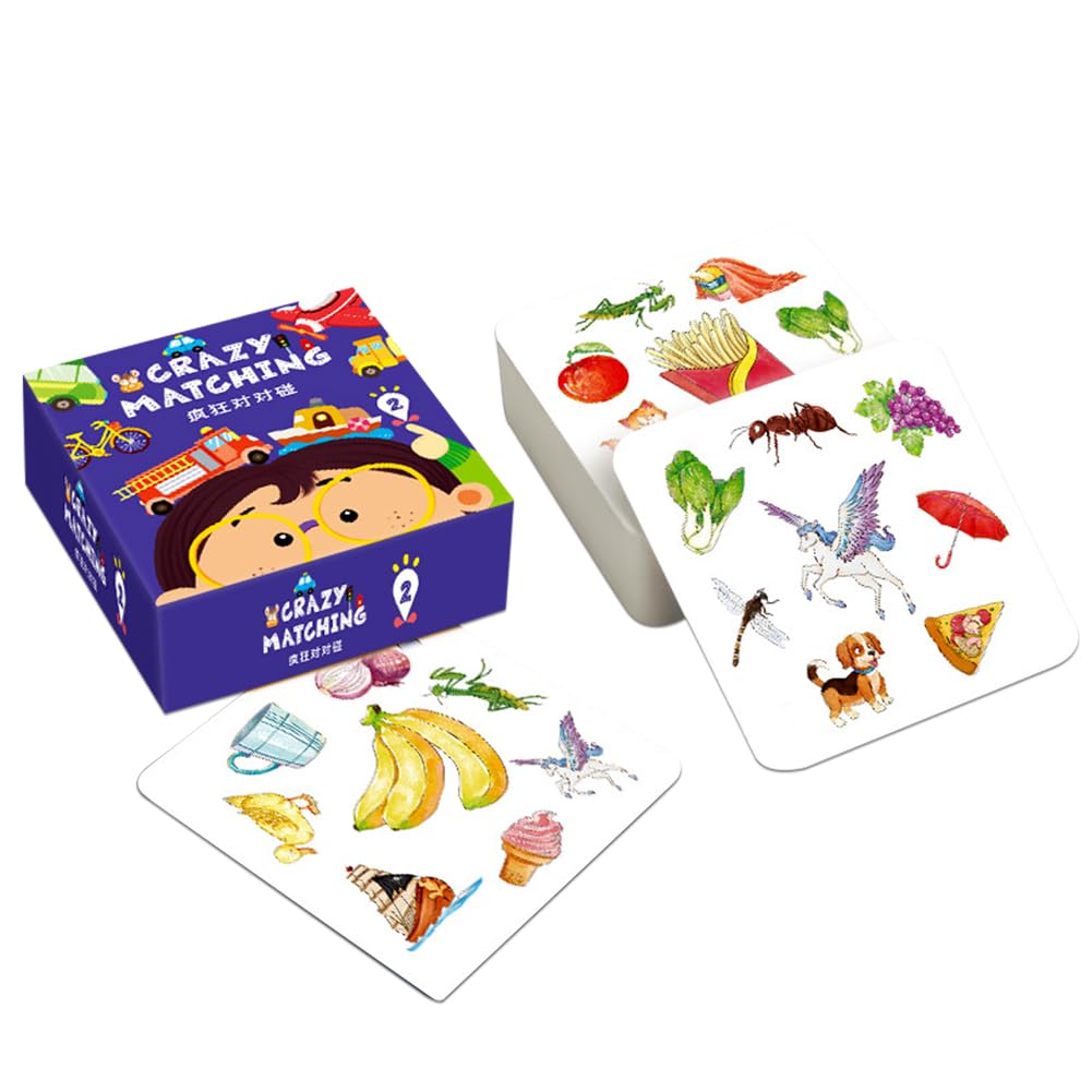 HAJXXMM Family Card Game, 54 sheets Animals Cards, Funny Card Games, Children's Puzzle Game for 2-8 Players Children Educational Game for Children and Families Memory Games-Pruple
