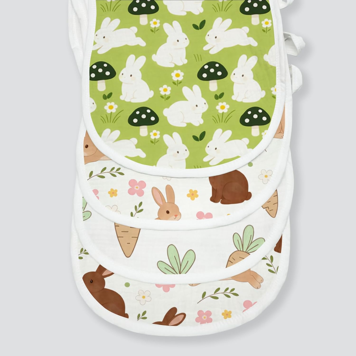 6 Pack Bunny Baby Burp Cloths for Girls Boys with Cute Rabbit Pattern,Large Cotton Burp Rags for Nursery Decor Newborns Gifts Extra Soft and Absorbent Baby Spit-Up Cloths,20x10inches