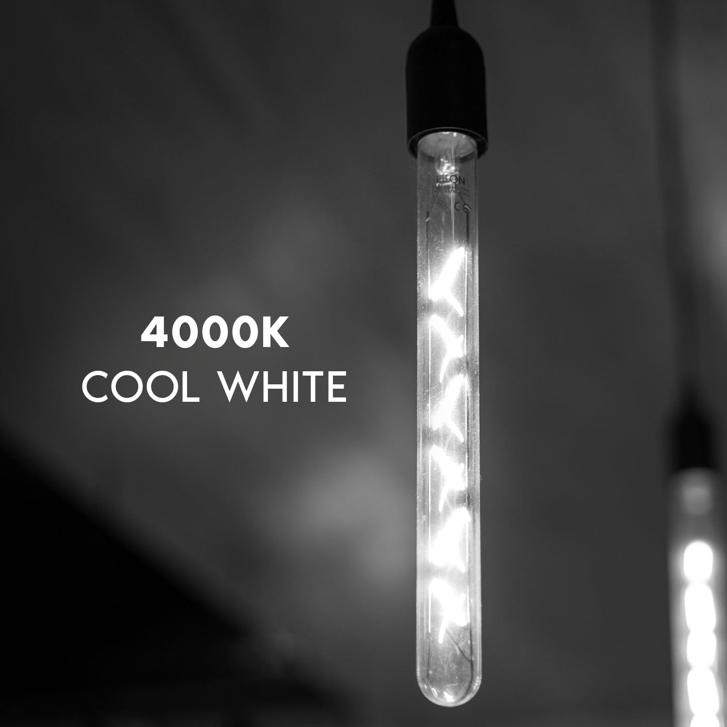 LUXRITE Vintage T9 Long LED Tube Light Bulbs 60W Equivalent, 4000K Cool White, 800 Lumens, Dimmable Edison Tubular Light Bulbs 7W, Clear Glass, LED Filament Bulb, UL Listed, E26 Base (6 Pack)