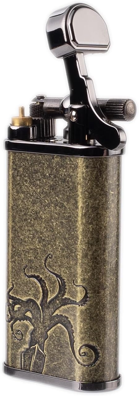 Takara Japanese Dual Flame Pipe Lighter - Refillable, Angled & Adjustable Soft-Flame, Flip Top, Travel Friendly, Uses Butane (Brass)
