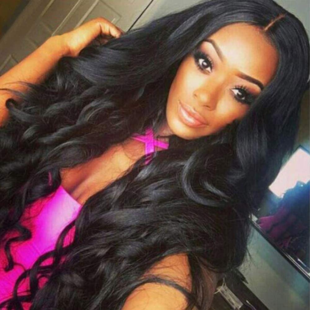 Human Hair Wigs Women Carnival Synthetic Long Wave Heat Resistant Lace Front Wig Black Rooted Silver Gray