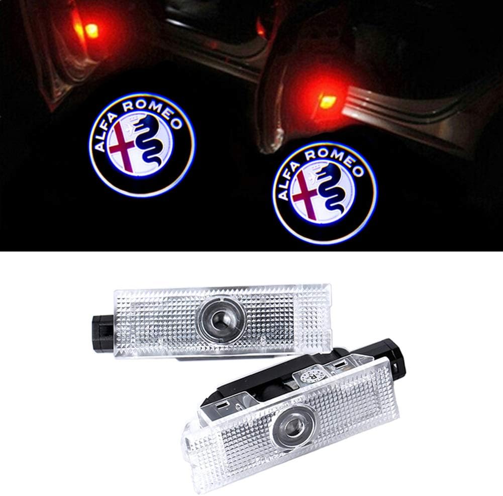 NMXPW 2 pcs Car Door Logo Projector Ghost Shadow Welcome Light for Alfa Romeo 159 Giulietta Mito Stelvio Giulia Brera Spider