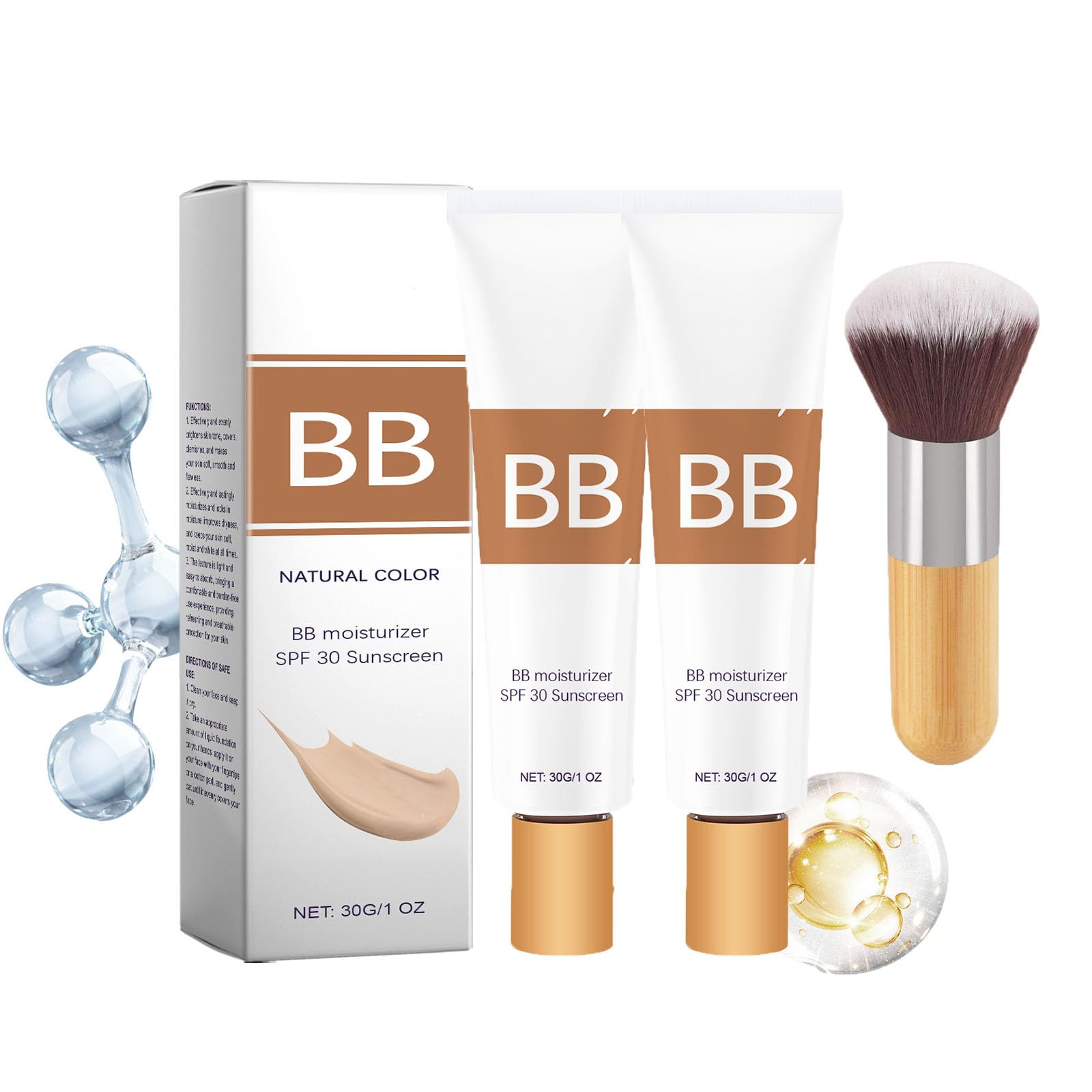 BB Blur Tinted Moisturizer SPF 30 BB Cream Tinted Moisturizer Tinted Care Primer with Brush Instantly Hydrates Full