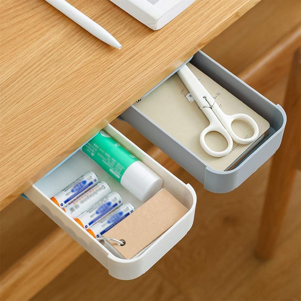 Krupasadhya Under Desk Drawer,Hidden Drawer Storage Box,Tray Mini Desk Organizer Expandable Drawer Tray Self-Stick Pop-Up Hanging Drawer For Pencil,Pen,Office Items(PACK OF 1)