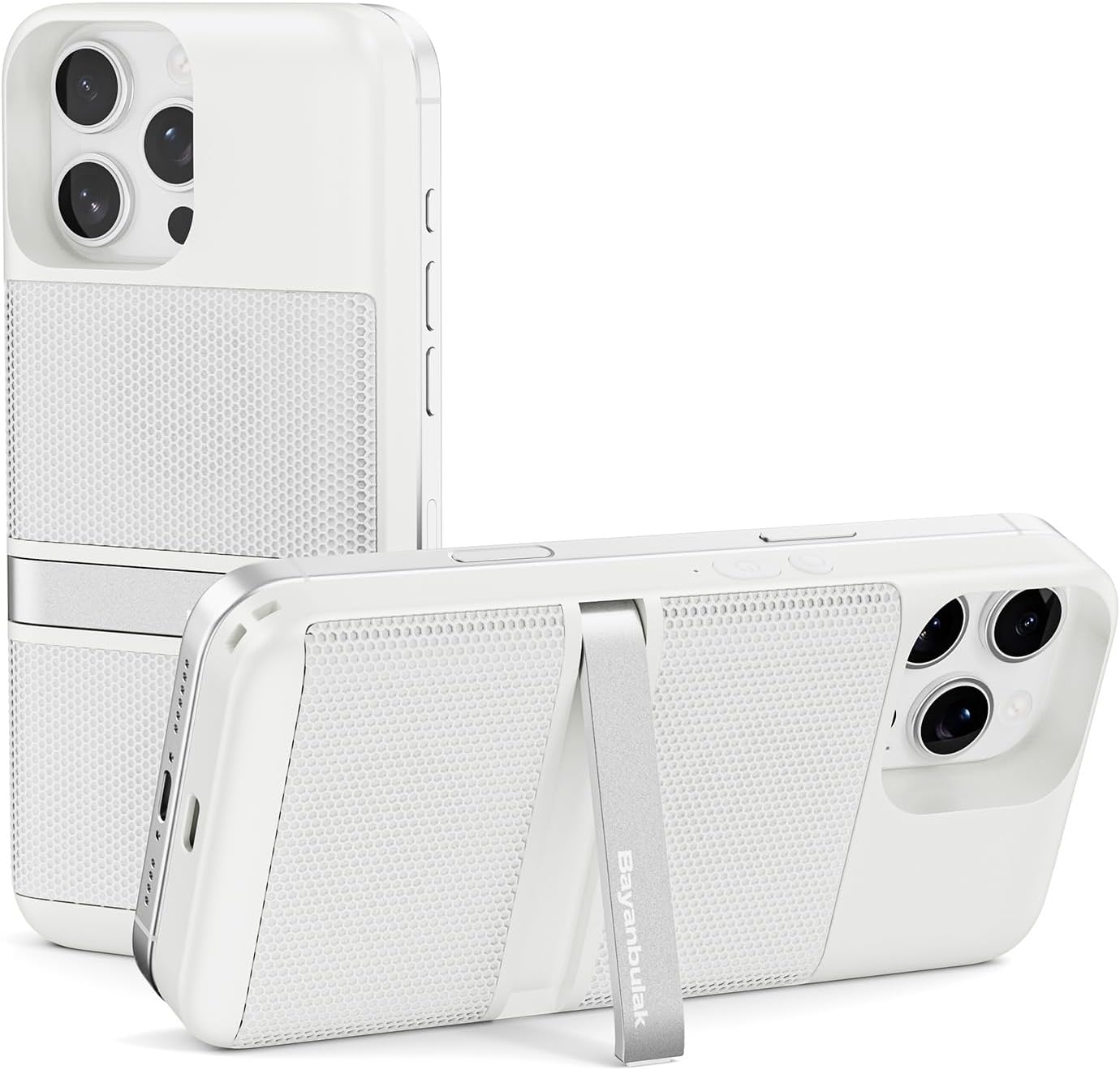 MagTune Max Magnetic Bluetooth Speaker for iPhone 16 Pro Max, Multifunctional Portable Snap-On Wireless w/ Kickstand, Magnet Pocket Audio, Fits Any Magnetic Surface, iPhone/Android/Windows(White)