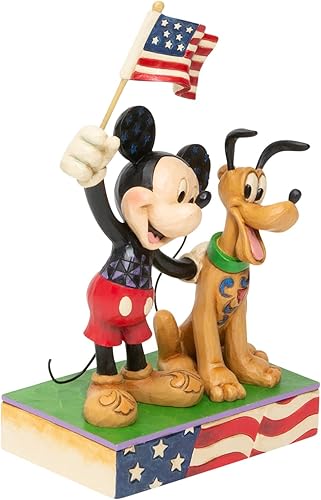 Miniatura 2 de Enesco Disney Traditions by Jim Shore - Figura patriótica de Mickey Mouse y Plutón, 7 pulgadas, multicolor